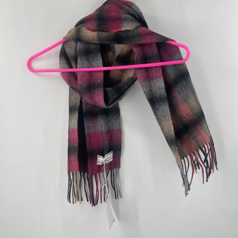HIGHLAND HOUSE Scarf 5% Cashmere 95% Lambswool Plaid NWT Touch of Cashmere